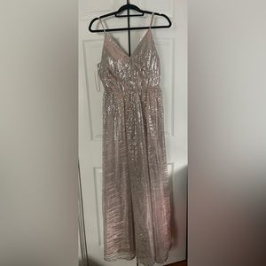 Light Pink Prom Dress With Silver Sequins Size 12